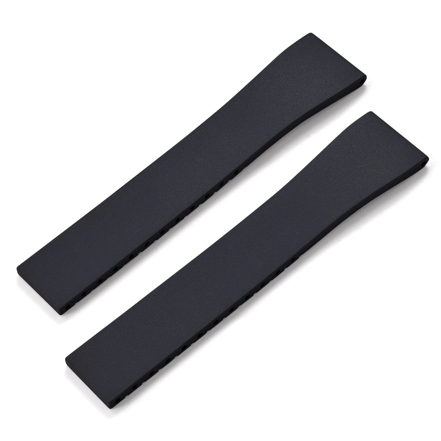 New CTS FKM Rubber Watch Strap 16mm 18mm 19mm 20mm 21mm 22mm FKM CTS Watchband Quick Release Butterfly Silver Buckle Cut-To-Size