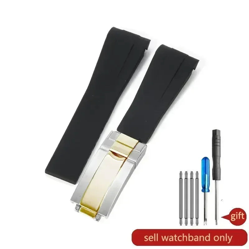 For Rolex Silicone Watch Accessories Original GMT Black Submariner Green Submariner Curved Interface Watch Strap 20 21mm
