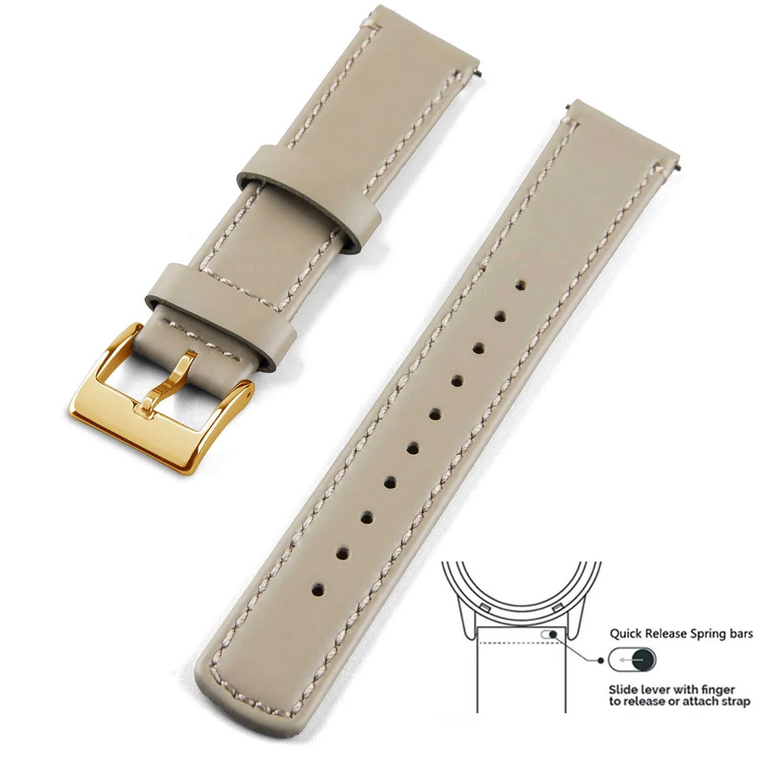Top Grain Genuine Leather Watch Band, Quick Release 20mm/22mm Watch Strap,  Fits Samsung Galaxy Watch, Men and Women Watch band