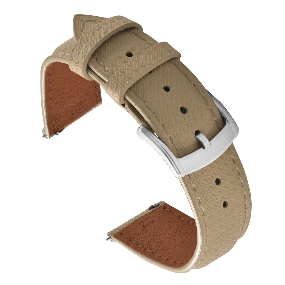 Unisex 18/19/20/22mm Quick Release Watch Bands Tropical Pattern FKM Rubber and Leather Waterproof  Sailcloth Signature Strap