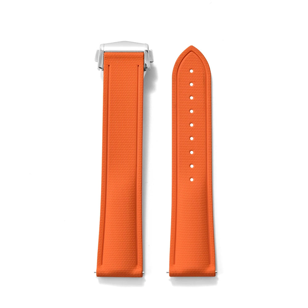 Premium Grade Soft FKM Rubber Watch Strap 20mm 21mm 22mm Perfect Fit Flat End Universal Quick Release Watch Strap