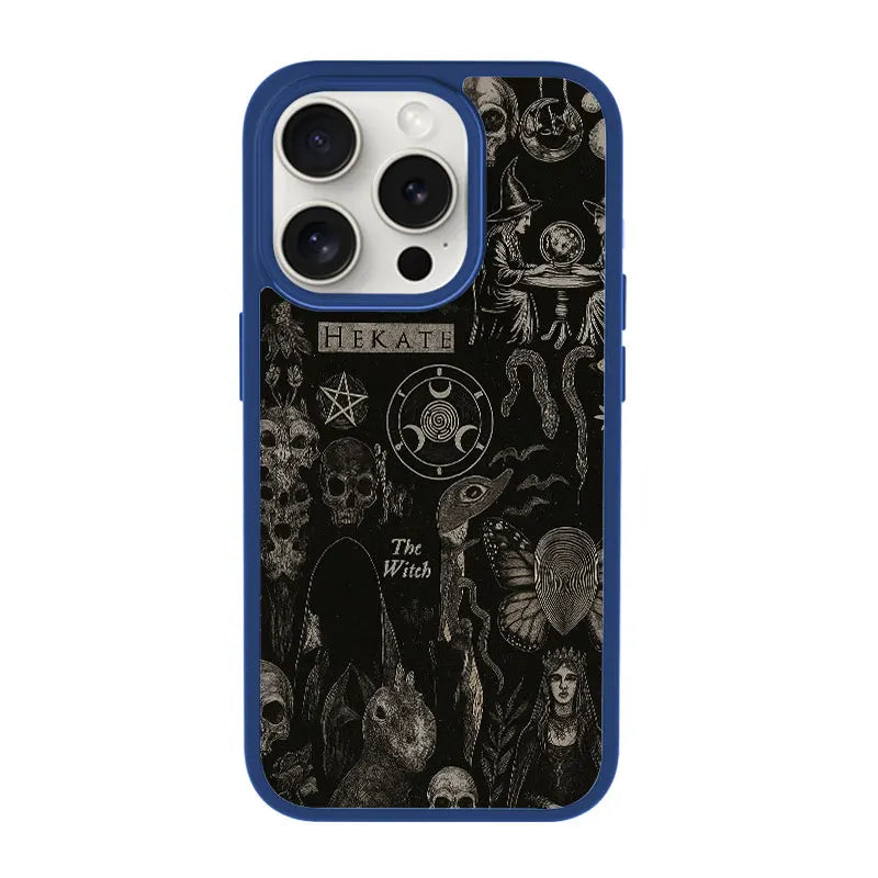 Dark Witchcraft Hekate Skull Phone Case for iPhone 16 15 14 13 12 11 Plus Pro Max Artistic Minimalist Style
