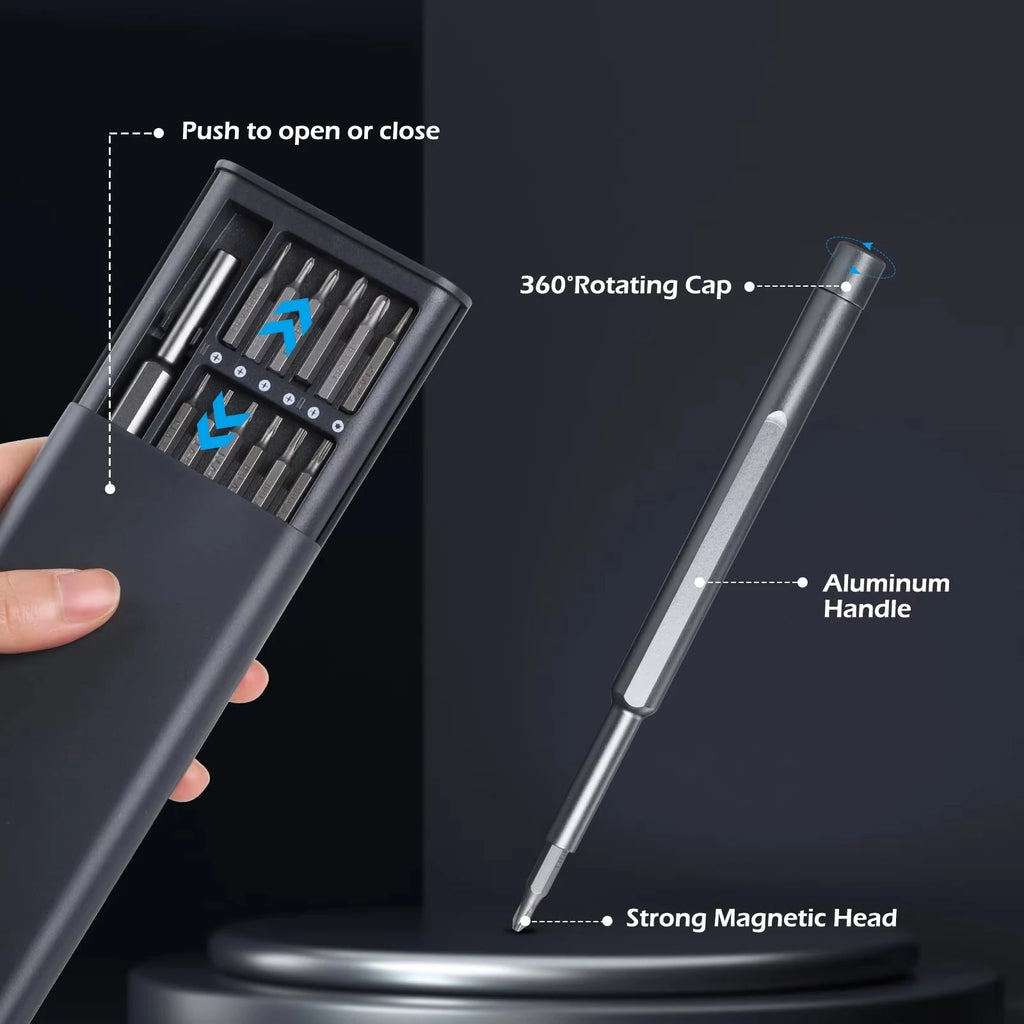 25 in 1 Precision Screwdriver Set Phillips Torx Hexagonal Flat Head Magnetic Screwdriver Head for iPhone PC Watch Camera Glasses