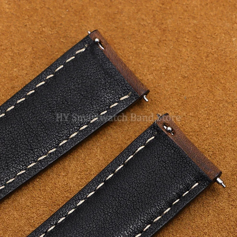 14mm 16mm 18mm 20mm 22mm 24mm Cowhide Watch Strap for Rolex for Seiko Quick Release Wrist Band Butterfly Buckle Leather Bracelet