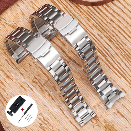 22mm Stainless Steel Strap for Rolex for Seiko Curved End Flat Warch Band Metal Sport Bracelet Universal Replacement Wristband