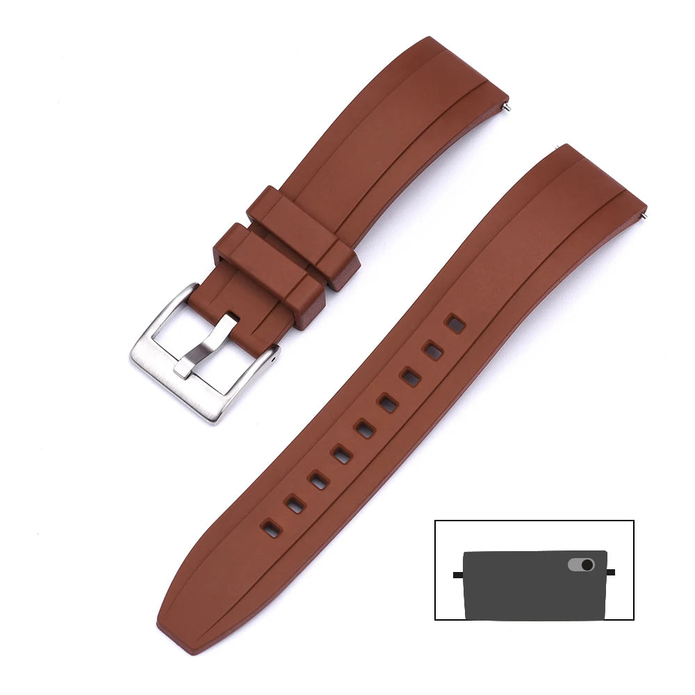 Premium Grade Vulcanized FKM Rubber Watch Strap 18mm 19mm 20mm 21mm 22mm 23mm 24mm Quick Release Watchbands