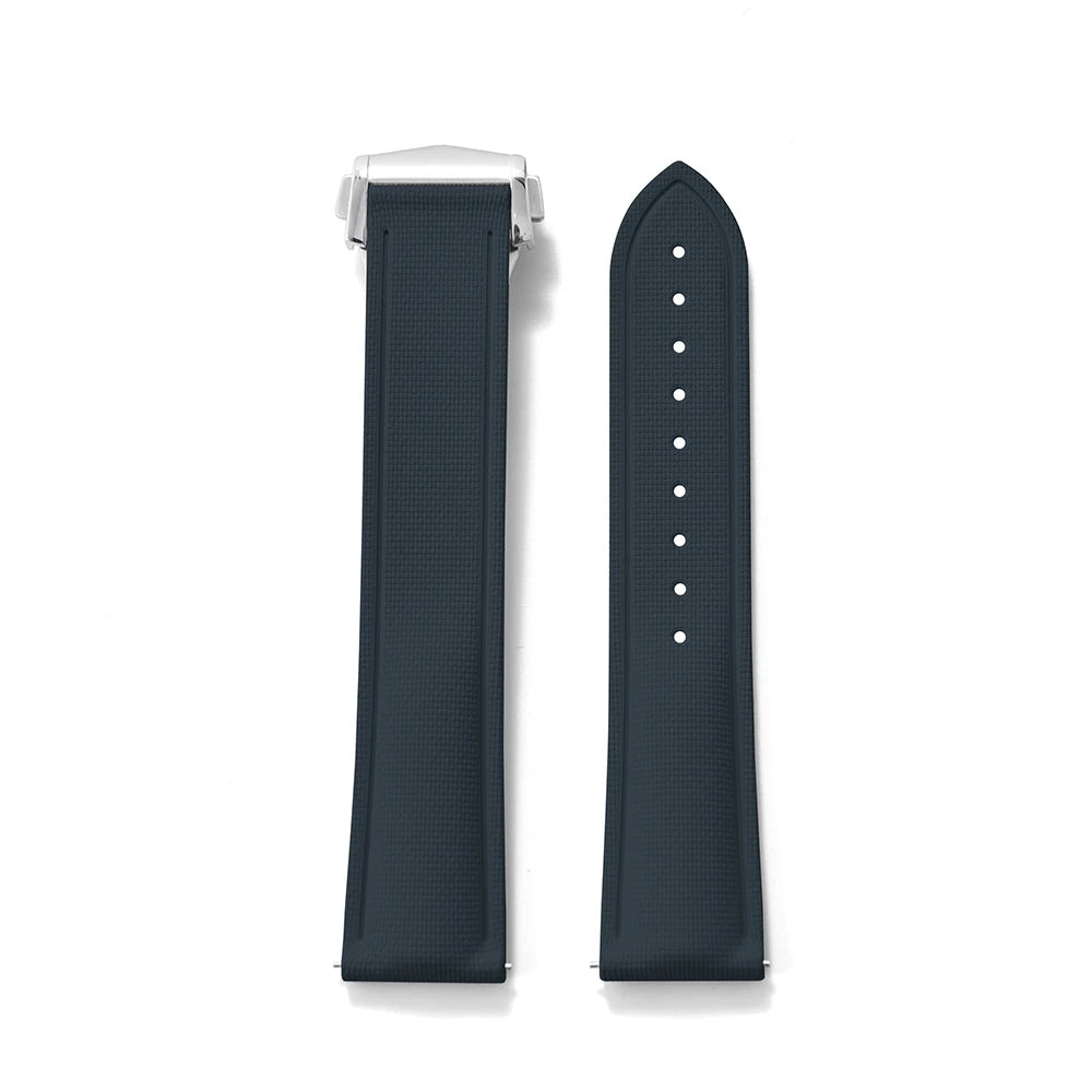 Premium Grade Soft FKM Rubber Watch Strap 20mm 21mm 22mm Perfect Fit Flat End Universal Quick Release Watch Strap