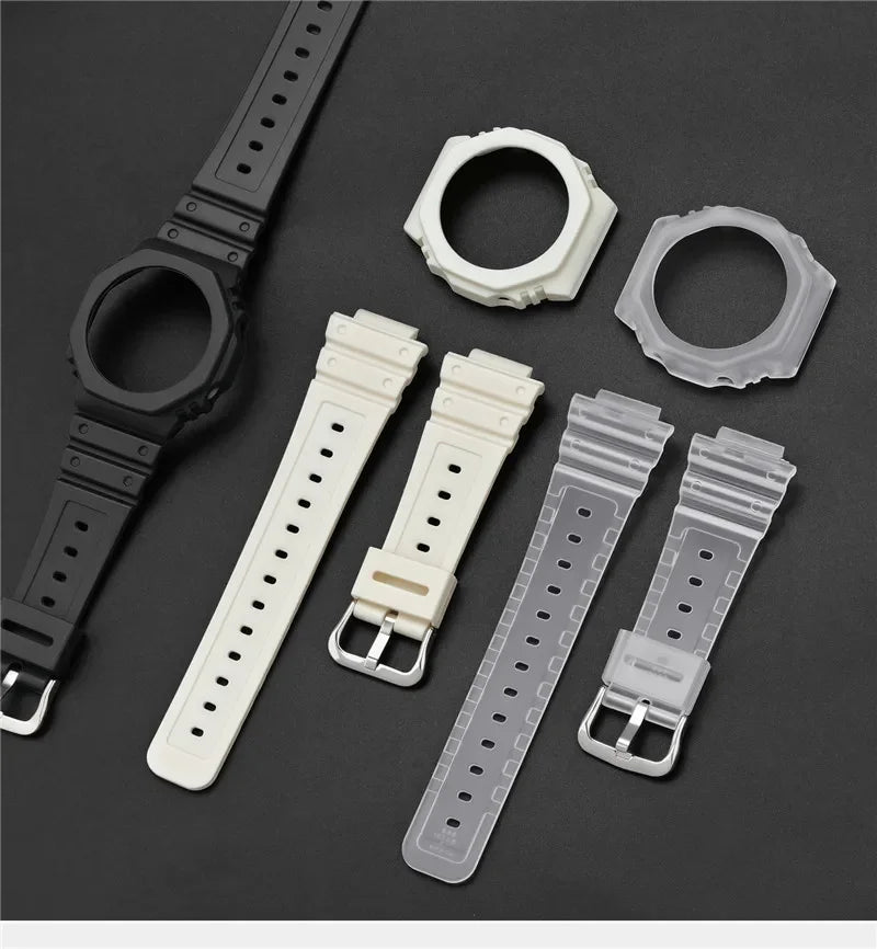 Resin Watch Strap Case Bezel for Casio G-SHOCK GA-2100 GA-2110 Men Sport Waterproof Rubber Watch Band Modifying Kit with tools
