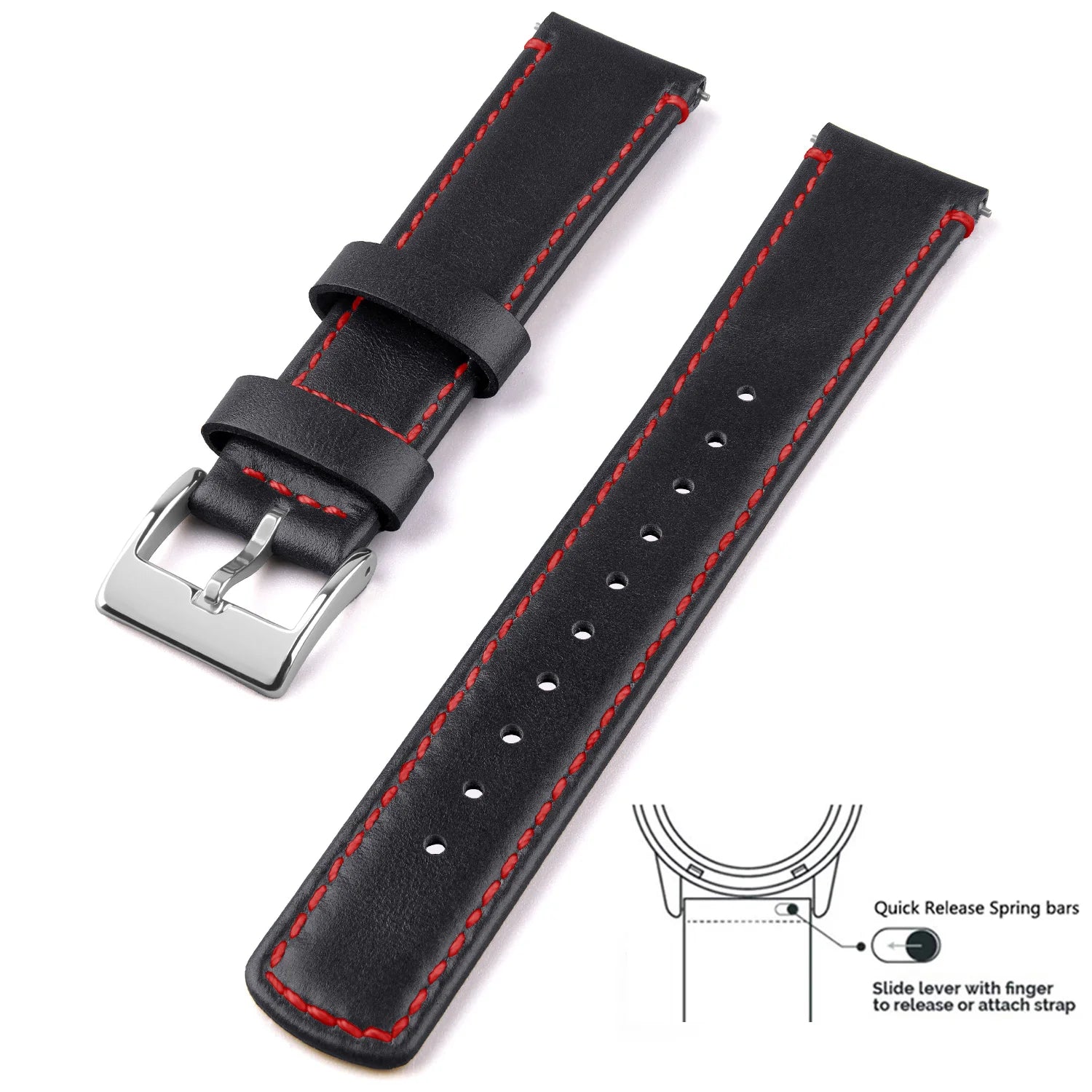 Top Grain Genuine Leather Watch Band, Quick Release 20mm/22mm Watch Strap,  Fits Samsung Galaxy Watch, Men and Women Watch band