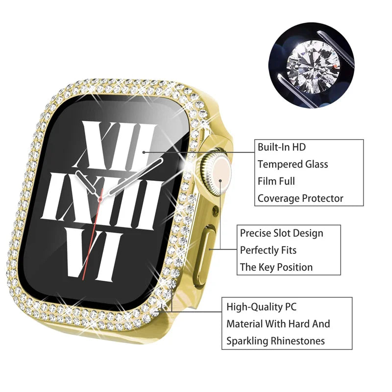 Diamond Case For Apple Watch Cover 9 8 7 41mm 45mm 42mm 44mm 40mm women Bling Bumper Protector Shell iWatch Series 8 3 4 5 6 SE