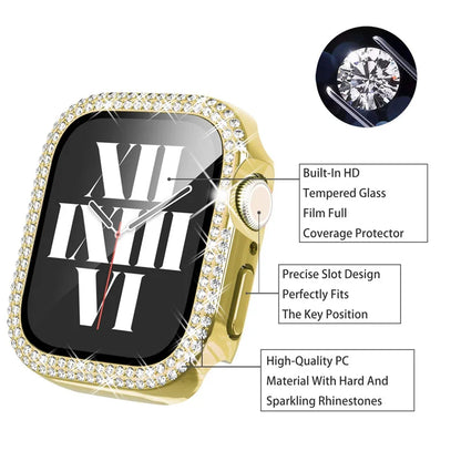 Diamond Case For Apple Watch Cover 9 8 7 41mm 45mm 42mm 44mm 40mm women Bling Bumper Protector Shell iWatch Series 8 3 4 5 6 SE