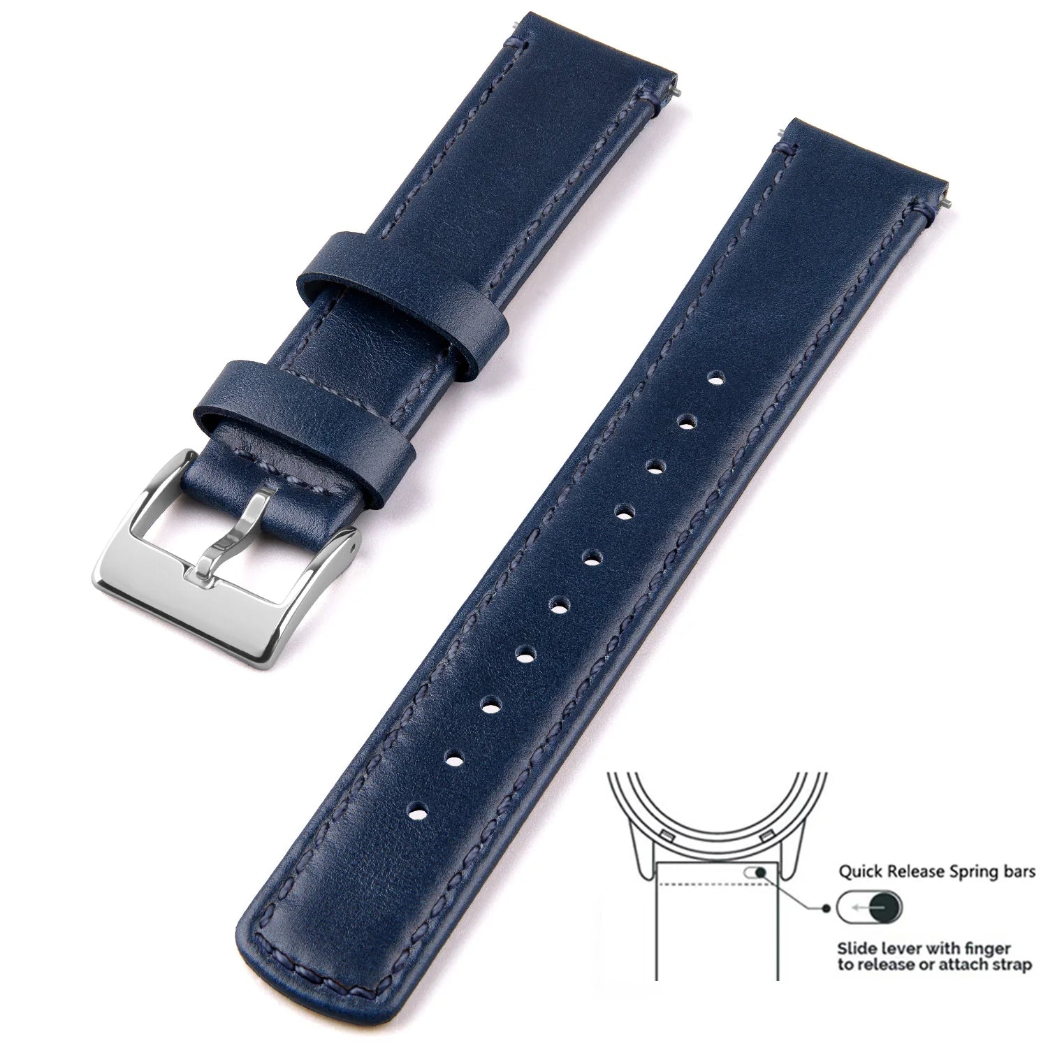 Top Grain Genuine Leather Watch Band, Quick Release 20mm/22mm Watch Strap,  Fits Samsung Galaxy Watch, Men and Women Watch band