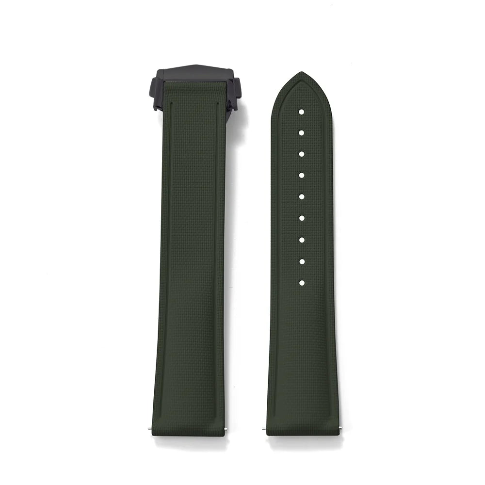 Premium Grade Soft FKM Rubber Watch Strap 20mm 21mm 22mm Perfect Fit Flat End Universal Quick Release Watch Strap