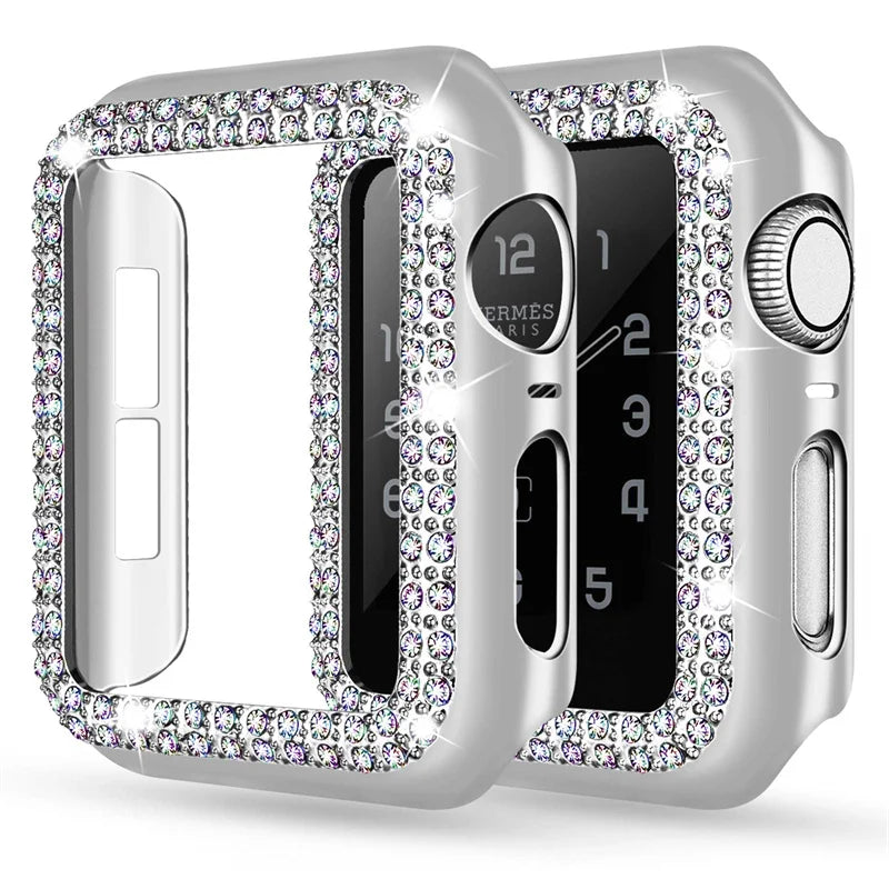 Diamond Case For Apple Watch Cover 9 8 7 41mm 45mm 42mm 44mm 40mm women Bling Bumper Protector Shell iWatch Series 8 3 4 5 6 SE