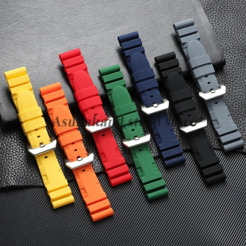 22mm 24mm 26mm For Panerai Silicone Strap for SUBMERSIBLE PAM441/351/111 Rubber Waterproof Watchband Bracelet Soft Sport Bands