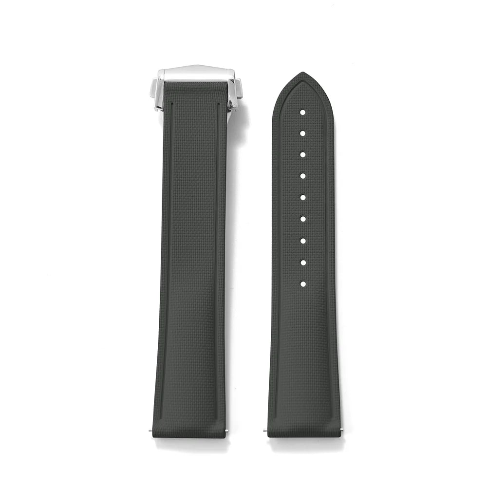 Premium Grade Soft FKM Rubber Watch Strap 20mm 21mm 22mm Perfect Fit Flat End Universal Quick Release Watch Strap