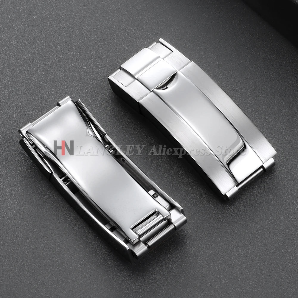 9mmx16mm Stainless Steel Double Safety Fold Watch Buckle for Rolex Submariner Oysterflex Daytona GMT Watch Band Clasps 9mmx9mm