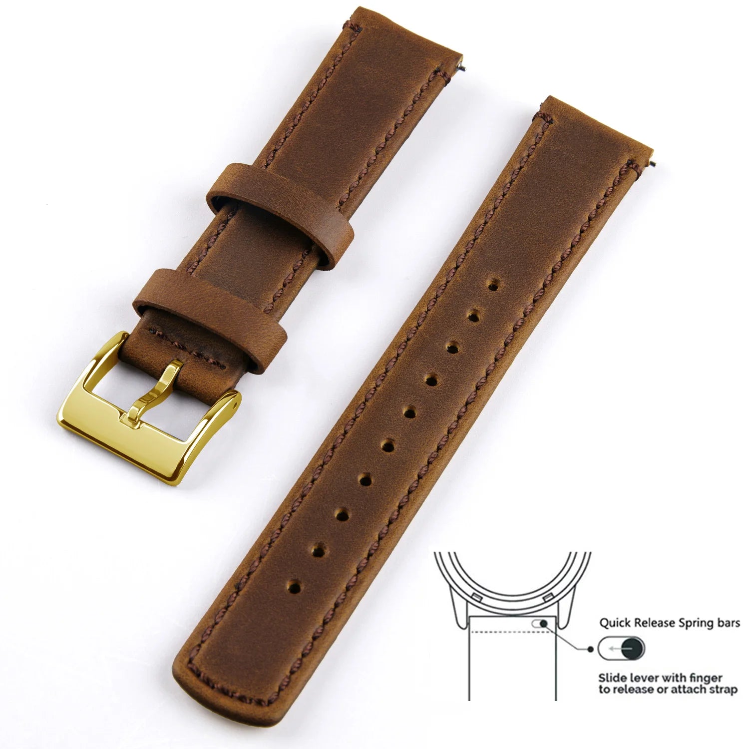 Top Grain Genuine Leather Watch Band, Quick Release 20mm/22mm Watch Strap,  Fits Samsung Galaxy Watch, Men and Women Watch band
