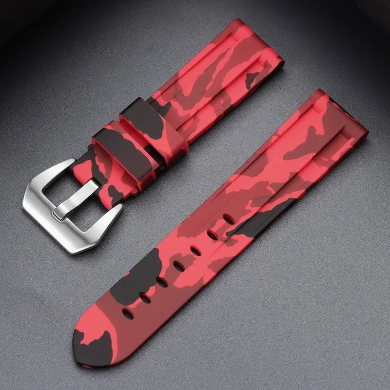 Camouflage Soft Silicone Strap 20/22mm 24mm 26mm Rubber Watch Band for Panerai for Casio for Omega Waterproof Men Sport Bracelet