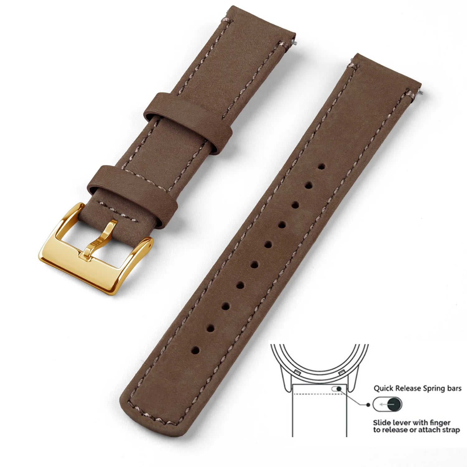 Top Grain Genuine Leather Watch Band, Quick Release 20mm/22mm Watch Strap,  Fits Samsung Galaxy Watch, Men and Women Watch band