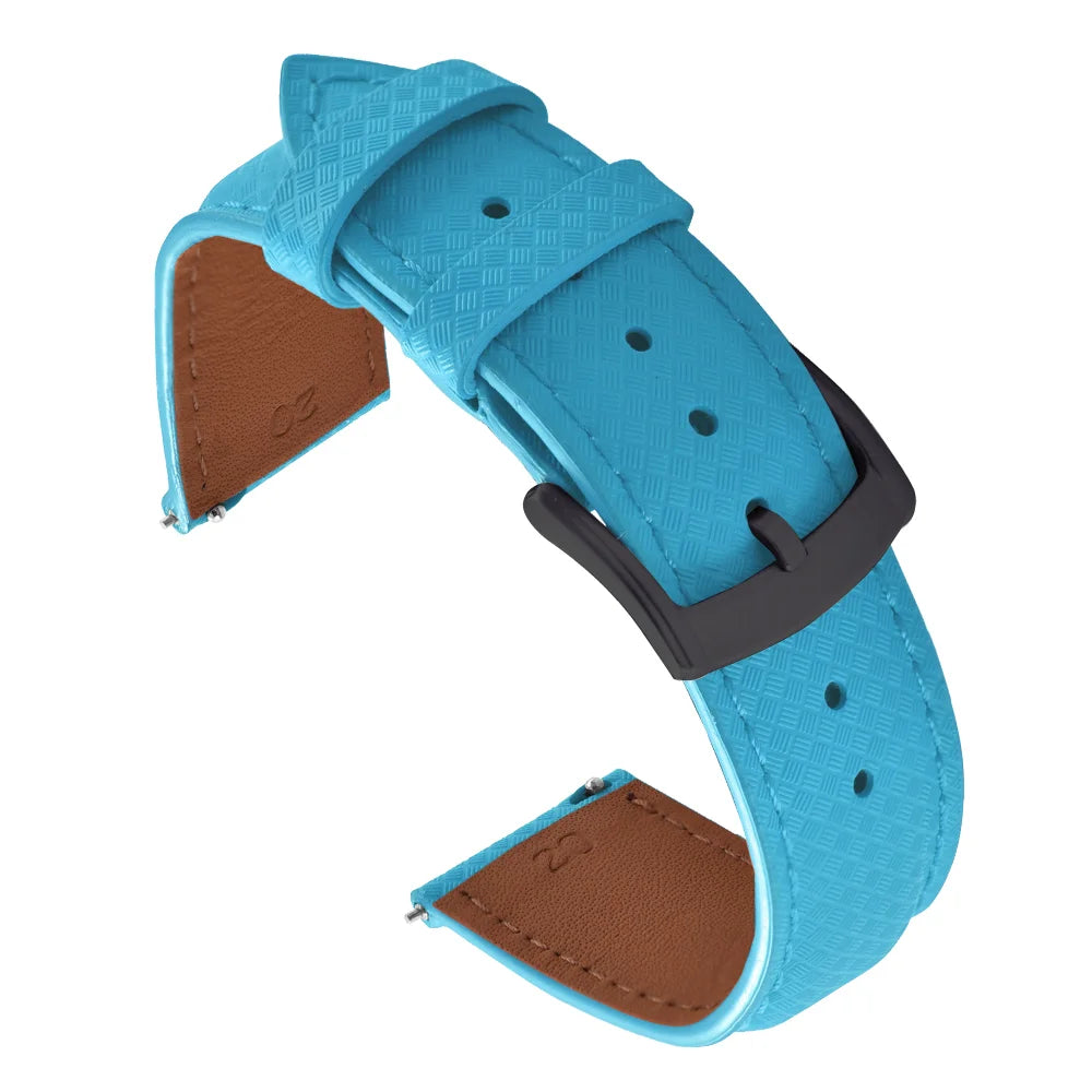 Unisex 18/19/20/22mm Quick Release Watch Bands Tropical Pattern FKM Rubber and Leather Waterproof  Sailcloth Signature Strap