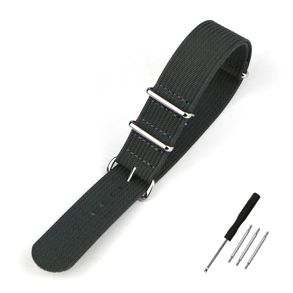 Nylon Watch Band Ribbed Strap 16mm 18mm 19mm 20mm 22mm 24mm Military Ballistic Fabric Replacement Premium Watchband Accessories