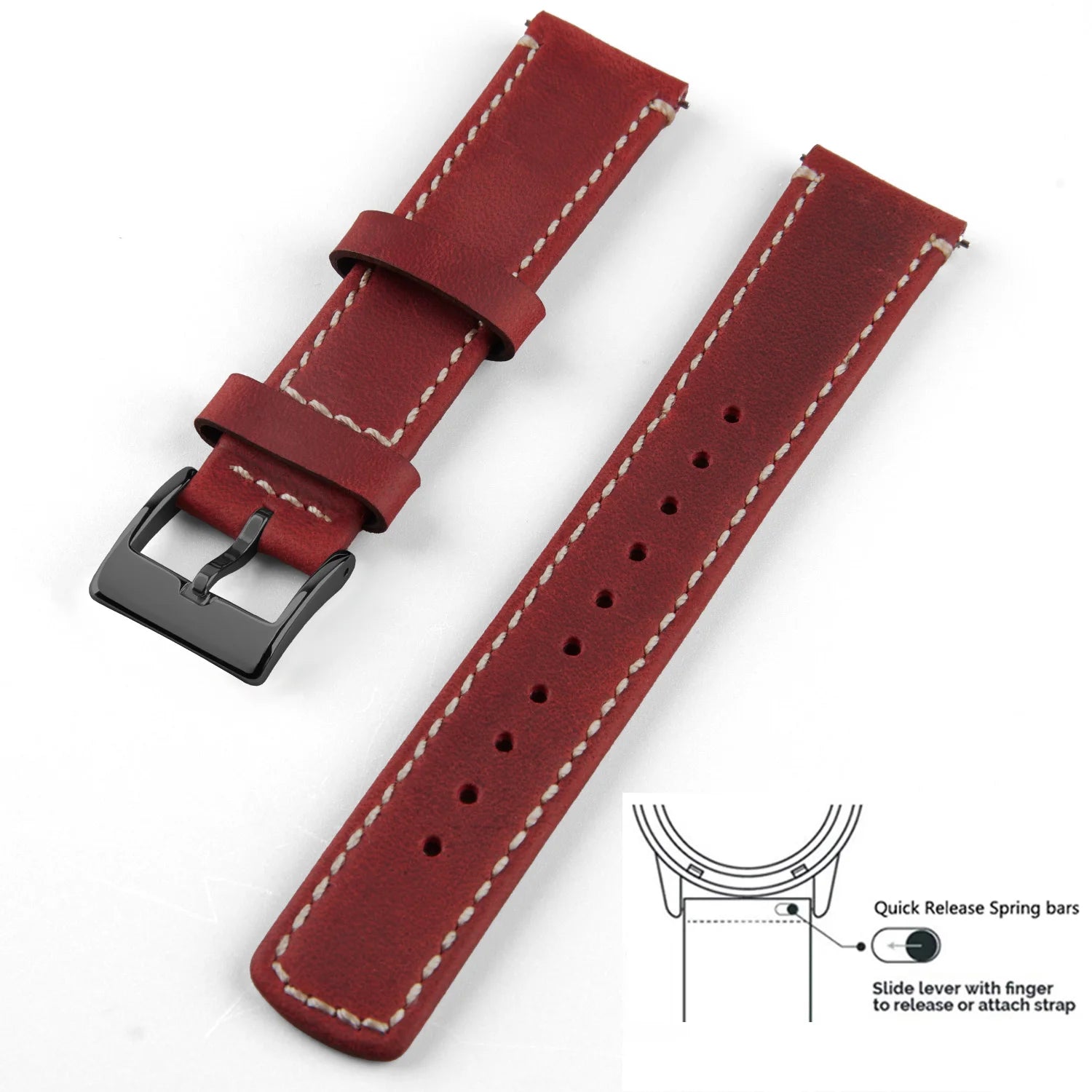 Top Grain Genuine Leather Watch Band, Quick Release 20mm/22mm Watch Strap,  Fits Samsung Galaxy Watch, Men and Women Watch band