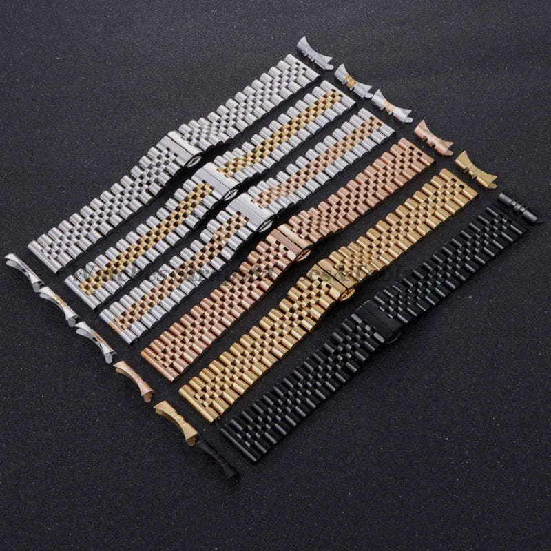 12/13/14/16/17/18/19/20/21/22mm Solid Stainless Steel Watch Band Strap for Rolex Flat Curved Ends Bracelet Men Women Replacement