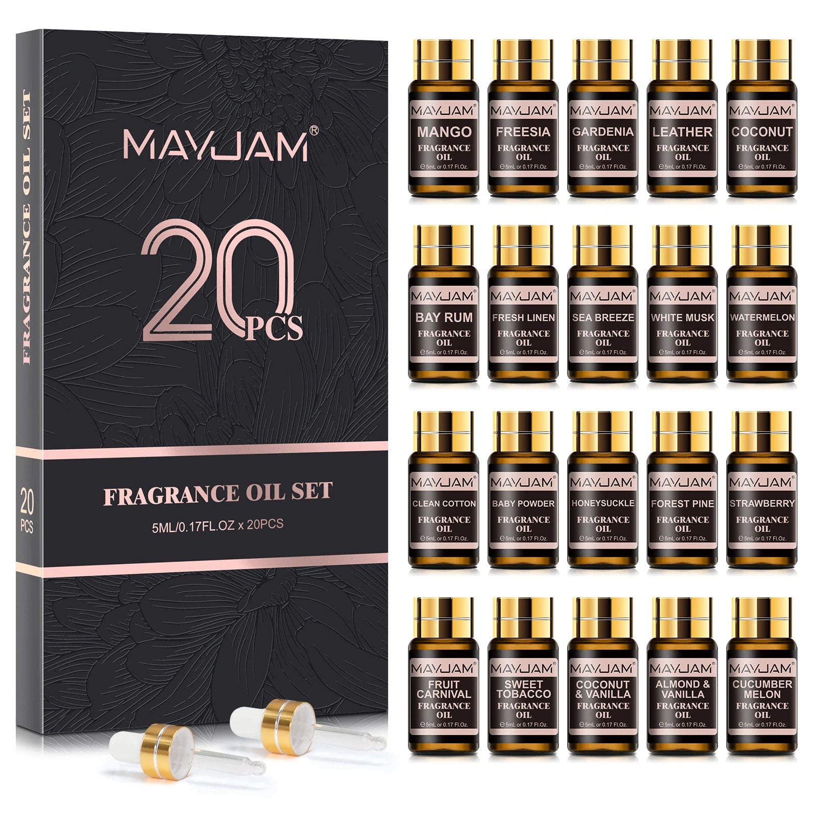 MAYJAM 20PCS Essential Oils Gift Set Aromatherapy Essential Oils Oregano Neroli Helichrysum Spearmint Lemon Eucalyptus Turmeric