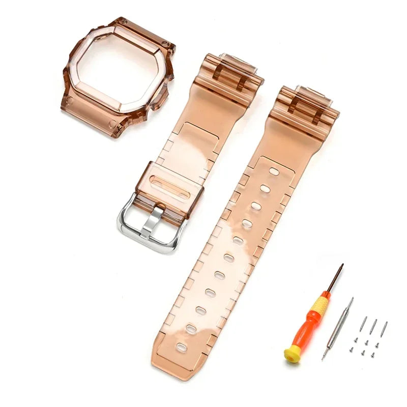 Transparent Rubber Strap Bezel for Casio G-SHOCK G-5600 DW5600 GW-M5610 TPU Sport Waterproof Replace Watch Band Protective Case