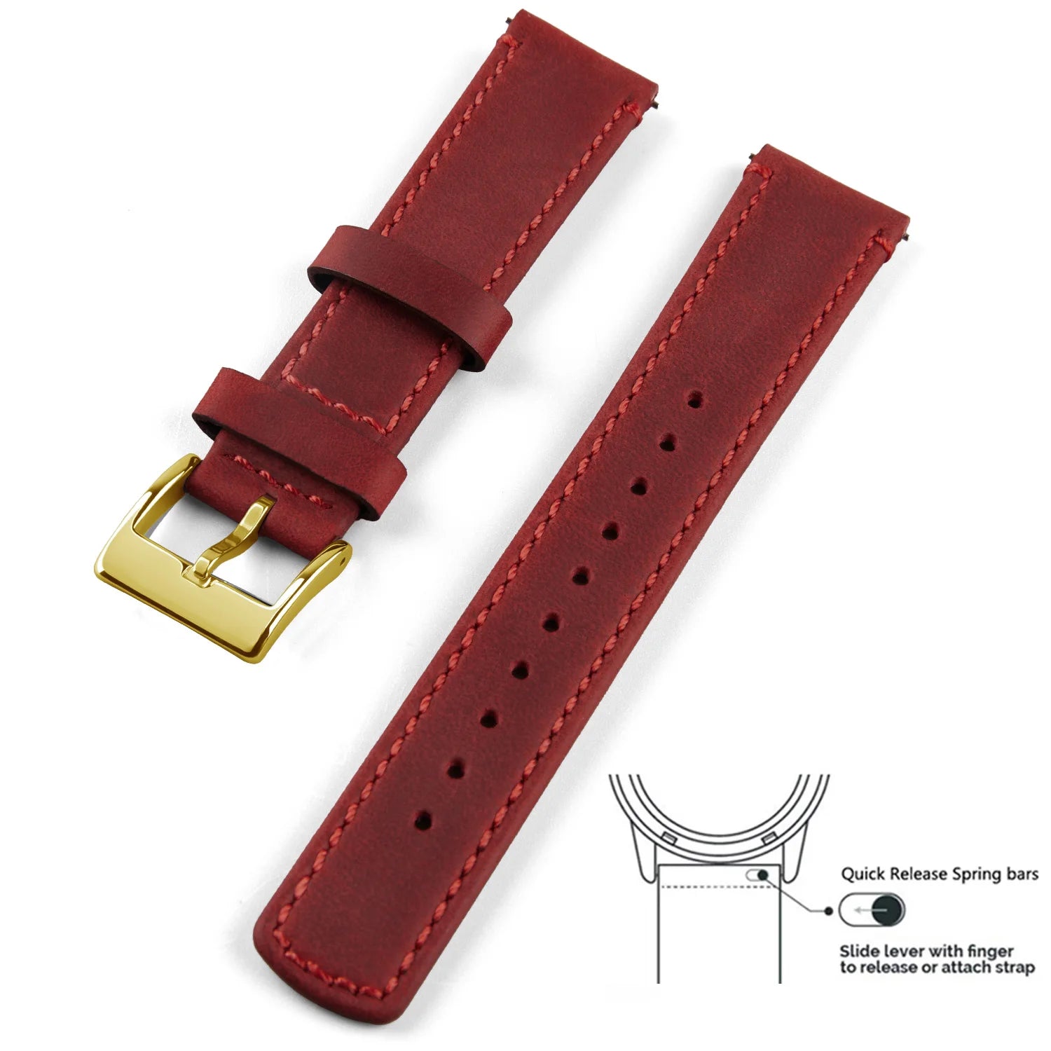 Top Grain Genuine Leather Watch Band, Quick Release 20mm/22mm Watch Strap,  Fits Samsung Galaxy Watch, Men and Women Watch band