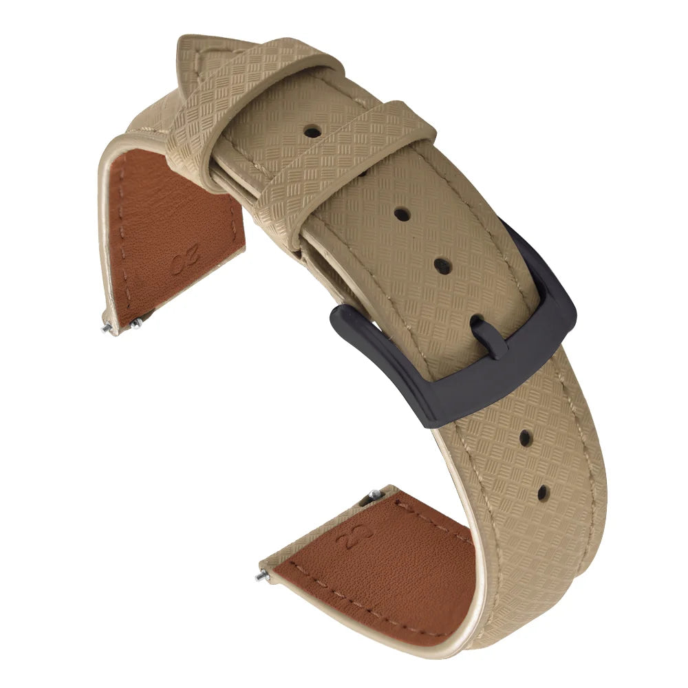 Unisex 18/19/20/22mm Quick Release Watch Bands Tropical Pattern FKM Rubber and Leather Waterproof  Sailcloth Signature Strap