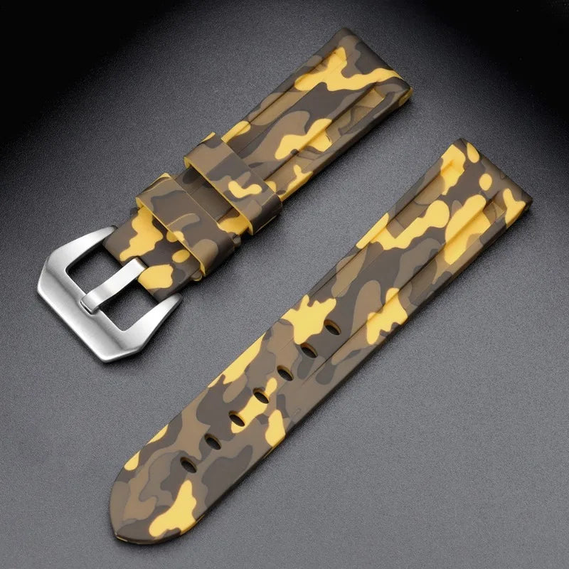 Camouflage Soft Silicone Strap 20/22mm 24mm 26mm Rubber Watch Band for Panerai for Casio for Omega Waterproof Men Sport Bracelet