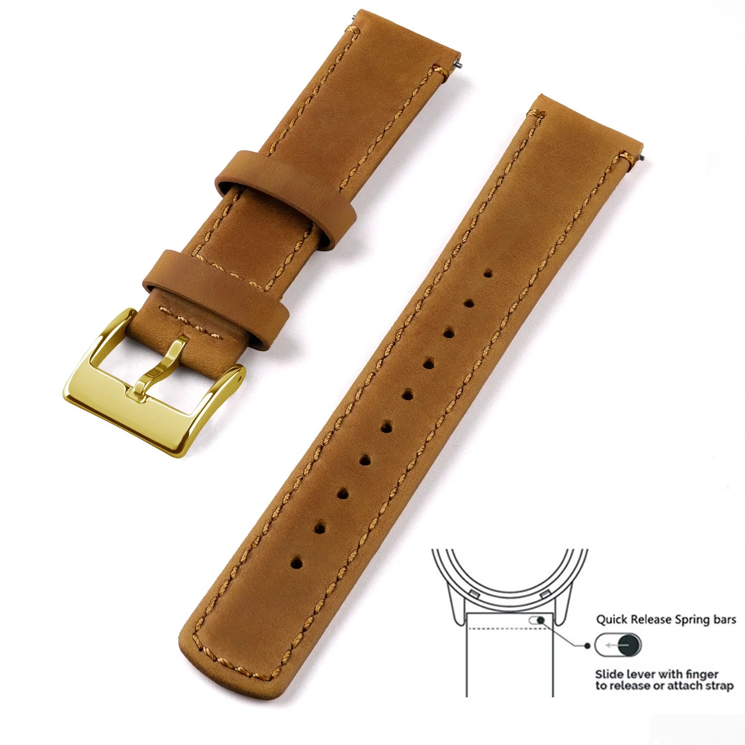 Top Grain Genuine Leather Watch Band, Quick Release 20mm/22mm Watch Strap,  Fits Samsung Galaxy Watch, Men and Women Watch band