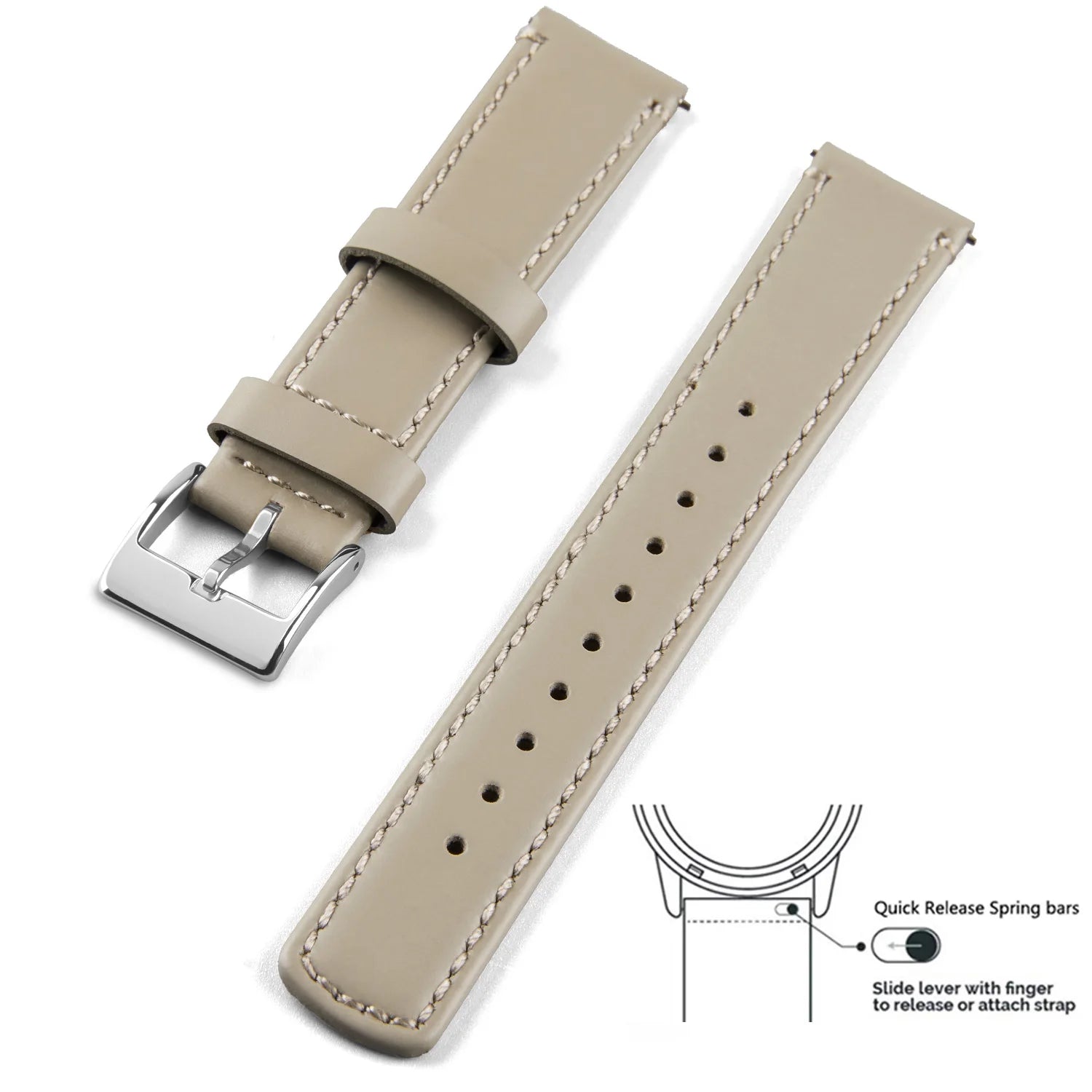 Top Grain Genuine Leather Watch Band, Quick Release 20mm/22mm Watch Strap,  Fits Samsung Galaxy Watch, Men and Women Watch band