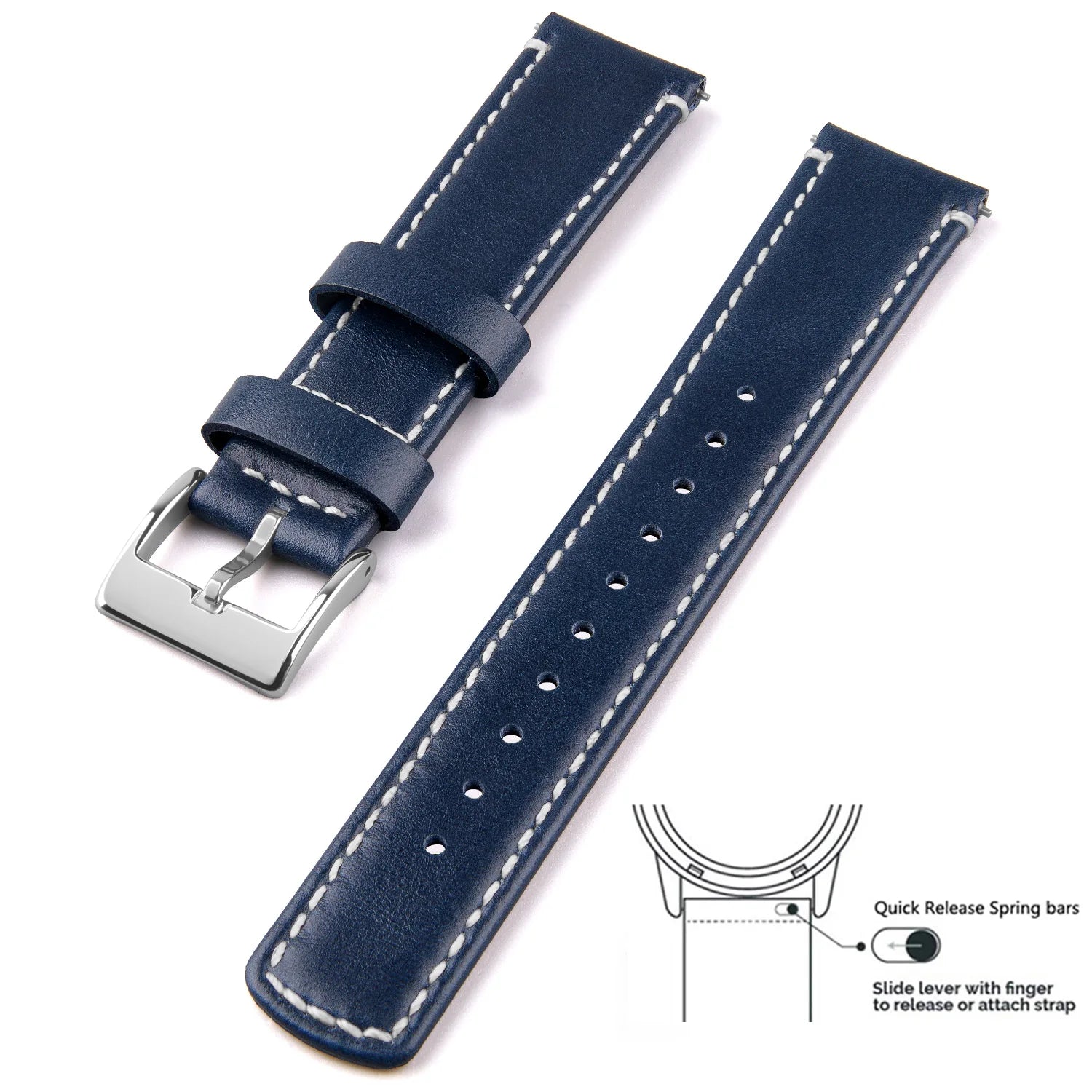 Top Grain Genuine Leather Watch Band, Quick Release 20mm/22mm Watch Strap,  Fits Samsung Galaxy Watch, Men and Women Watch band