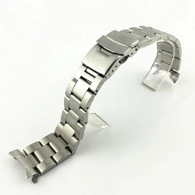 20mm 22mm Solid Stainless Steel Strap Curved End Folding Buckle Men Metal Replacement Band Bracelet Watch Accessories for Seiko