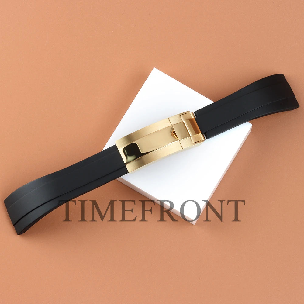 20mm Rubber Strap Solid Stainless Steel Buckle For Rolex Submariner GMT Yacht Daytona Oyster Date Explorer GMT Watch Band Accessories