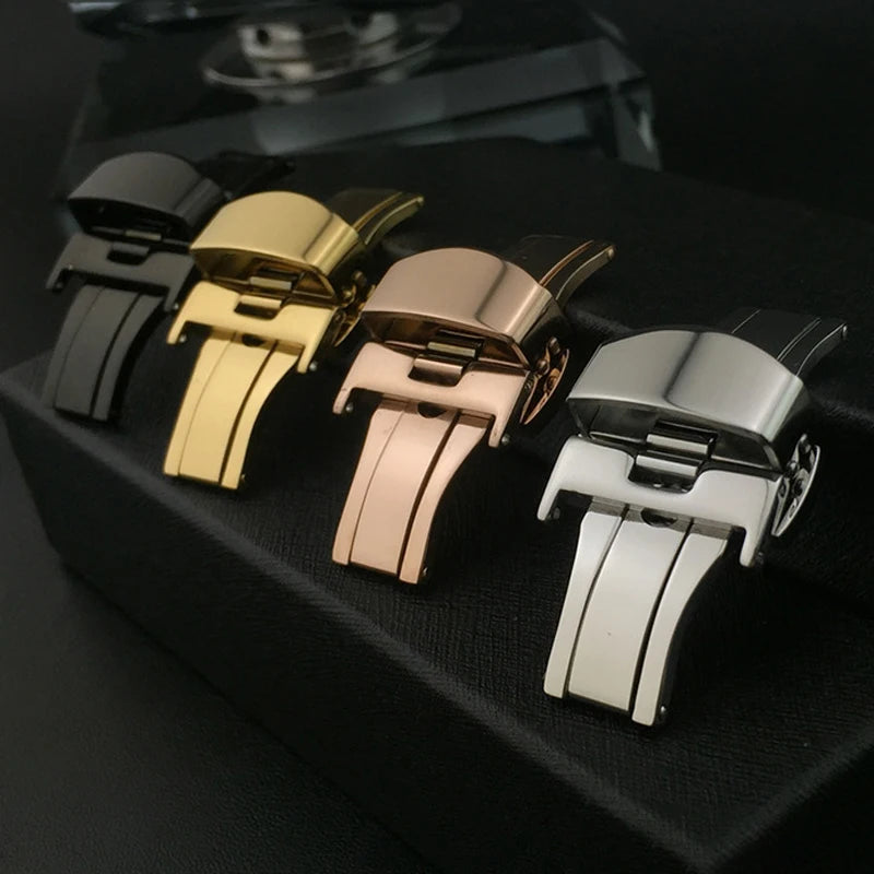 10/12/14/16/18/20/22mm Stainless Steel Strap Buckles Butterfly Buckle Polished Button Watchbands Clasp Watch Accessories