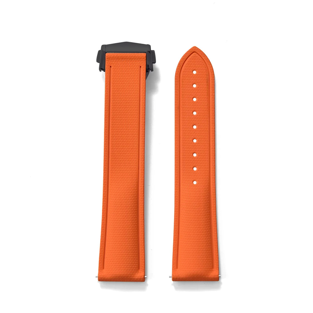 Premium Grade Soft FKM Rubber Watch Strap 20mm 21mm 22mm Perfect Fit Flat End Universal Quick Release Watch Strap