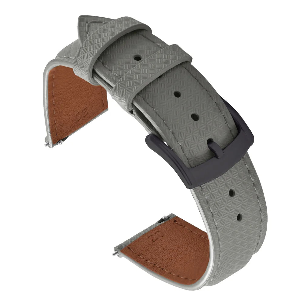 Unisex 18/19/20/22mm Quick Release Watch Bands Tropical Pattern FKM Rubber and Leather Waterproof  Sailcloth Signature Strap