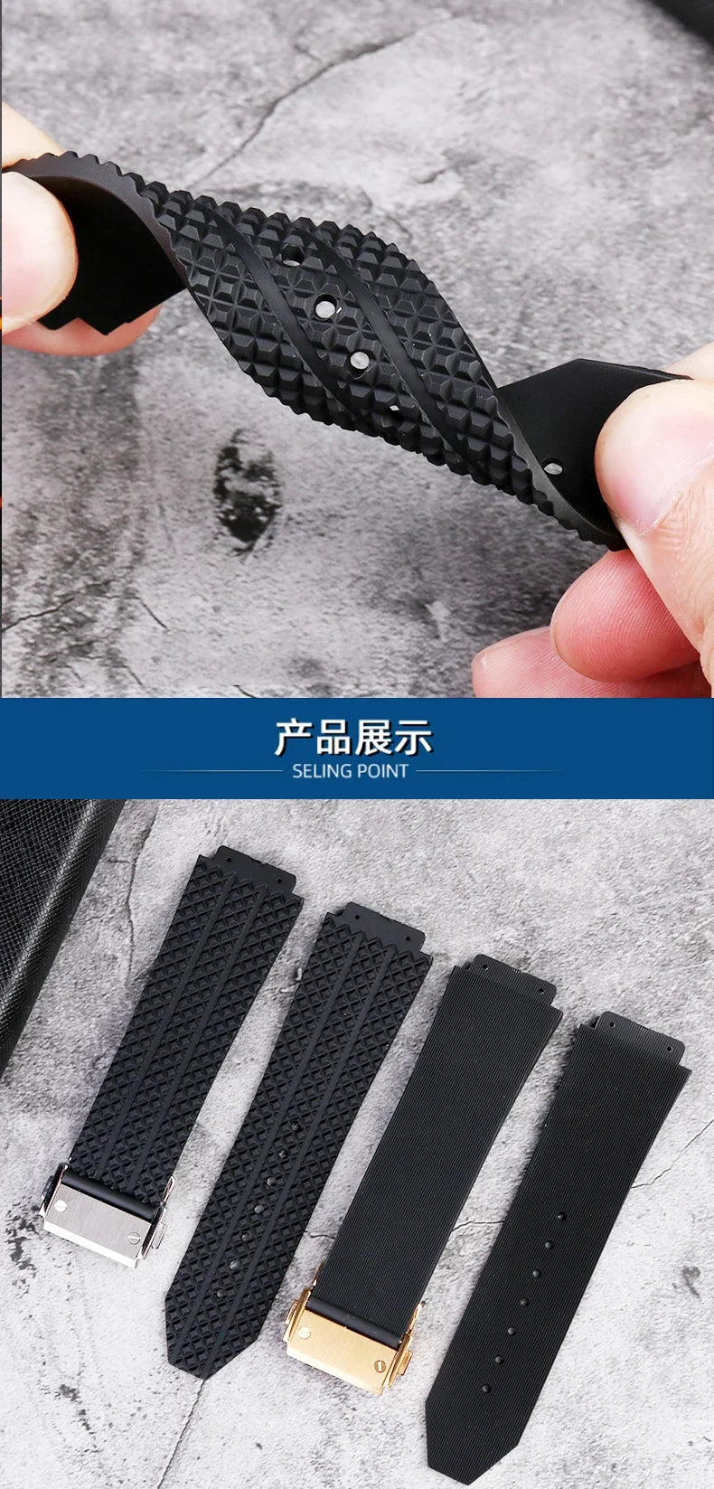 Watchband for HUBLOT BIG BANG Silicone 26*19mm Waterproof Men's Watch Strap Chain Watch Accessories Rubber Bracelet Wristband