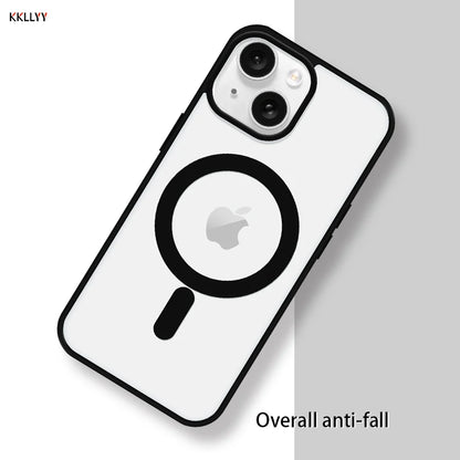 Magnetic Transparent Phone Case - Silicone Soft Edge + Acrylic Hard Back - Full Protection for iPhone 16/15/14/13/12/11 Pro Max