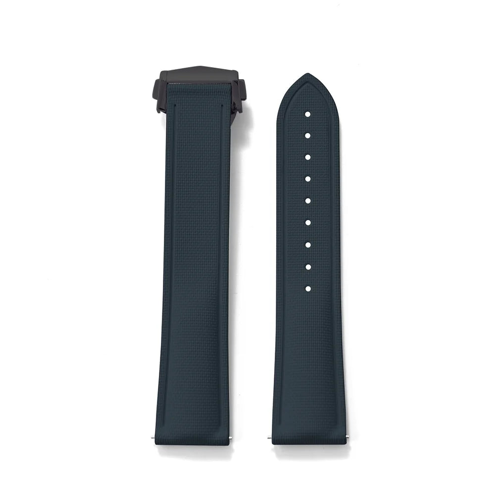 Premium Grade Soft FKM Rubber Watch Strap 20mm 21mm 22mm Perfect Fit Flat End Universal Quick Release Watch Strap