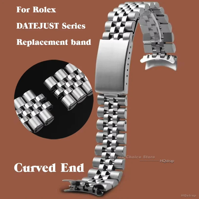Curved End Watch Band for Jubilee Strap for Rolex DATEJUST Luxury Stainless Steel Bracelet Accessories 18mm 19mm 20mm 21mm 22mm