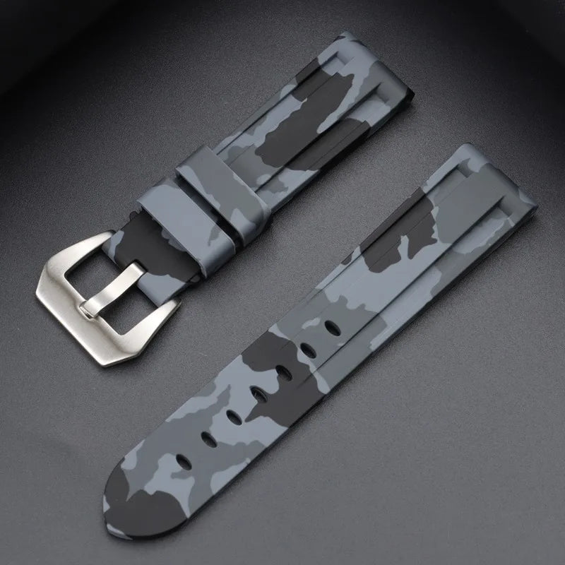 Camouflage Soft Silicone Strap 20/22mm 24mm 26mm Rubber Watch Band for Panerai for Casio for Omega Waterproof Men Sport Bracelet