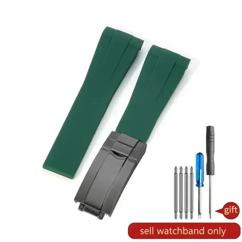 For Rolex Silicone Watch Accessories Original GMT Black Submariner Green Submariner Curved Interface Watch Strap 20 21mm
