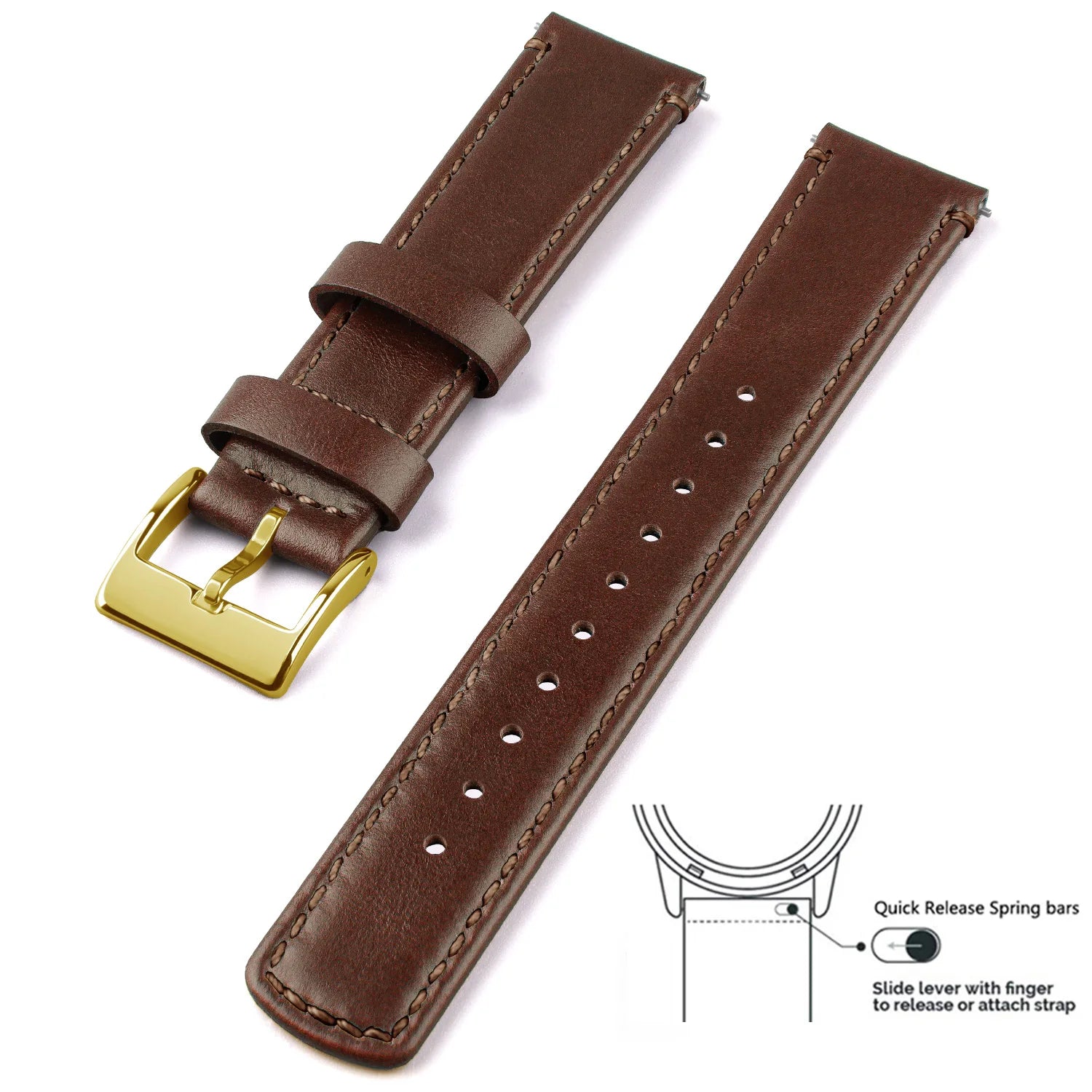 Top Grain Genuine Leather Watch Band, Quick Release 20mm/22mm Watch Strap,  Fits Samsung Galaxy Watch, Men and Women Watch band