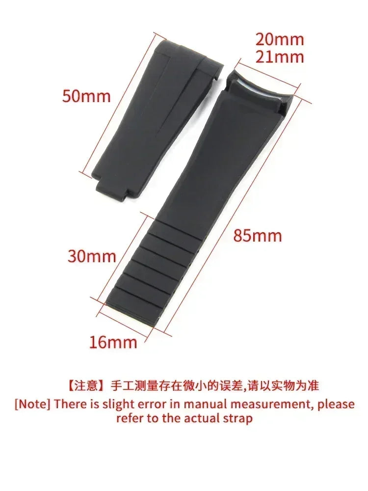 For Rolex Silicone Watch Accessories Original GMT Black Submariner Green Submariner Curved Interface Watch Strap 20 21mm