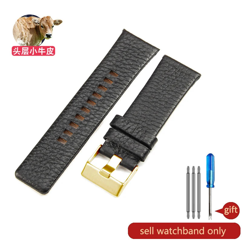 Cow Leather Watch Strap for Diesel Dz4323 1657 4318 DZ7312 DZ7257 Watchband 24 26 28 30mm Watch Bracelet Belt Black Brown White